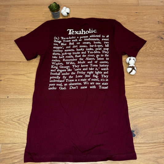 Texaholic® T-Shirt SS - V-Neck - Maroon