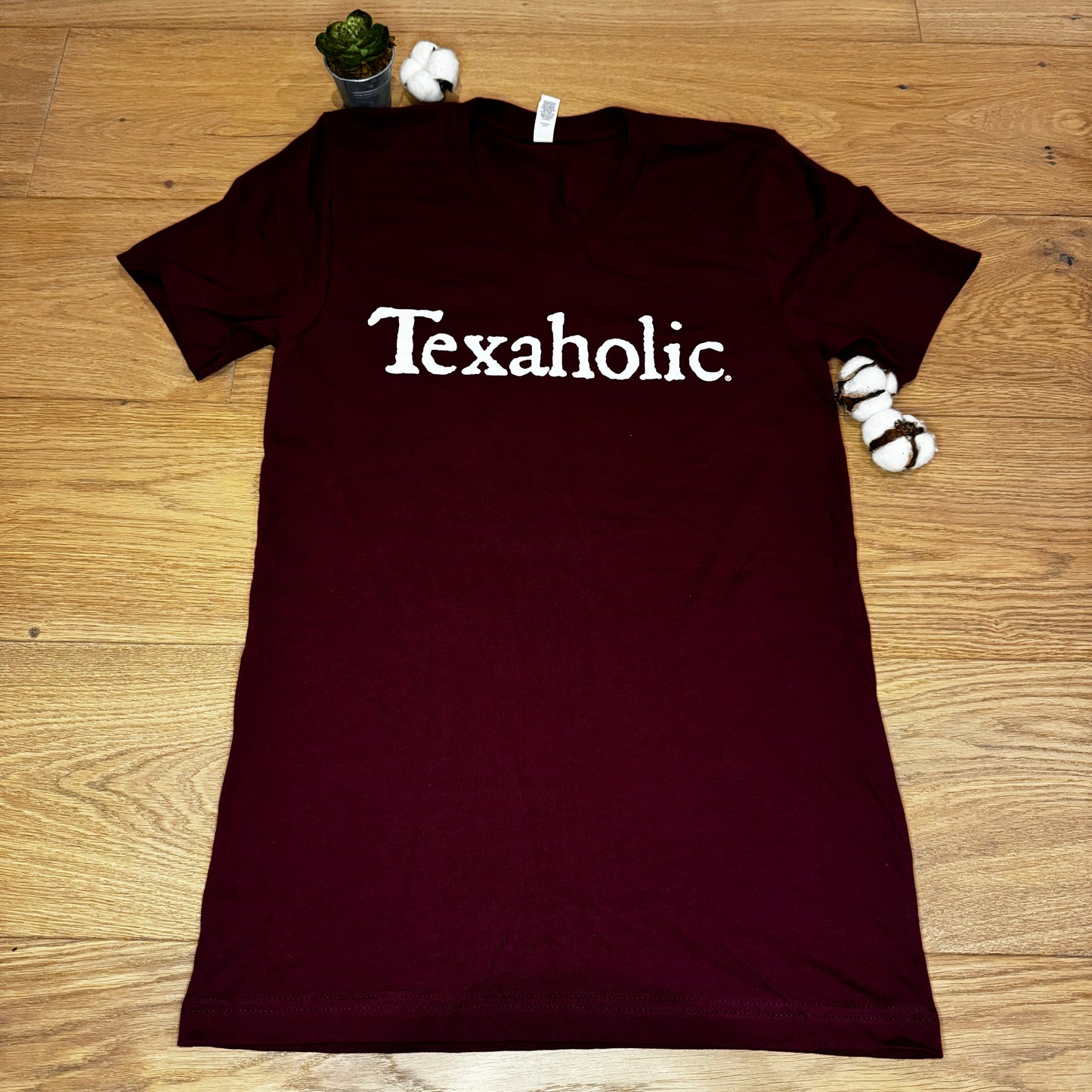 Texaholic® T-Shirt SS - V-Neck - Maroon