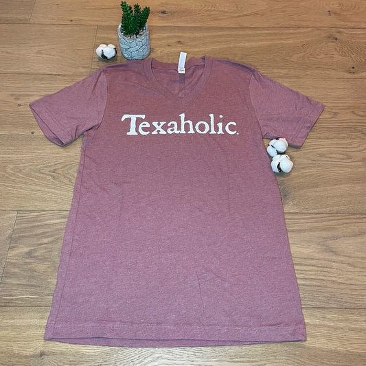 Texaholic® T-Shirt SS - V-Neck - Heather Mauve